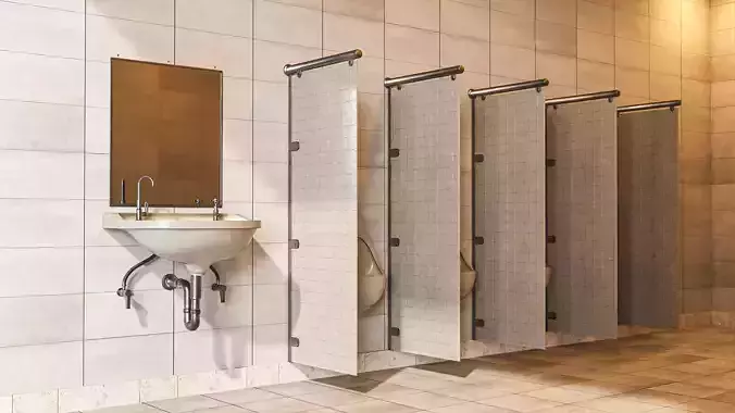 Wash Basin  Mirror  Wall And Urinal Pack Low-poly 3D model