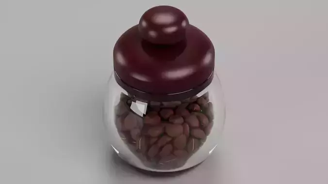 Coffee Jar with Beans - Storage Container with Arabica Seeds 3D model 2