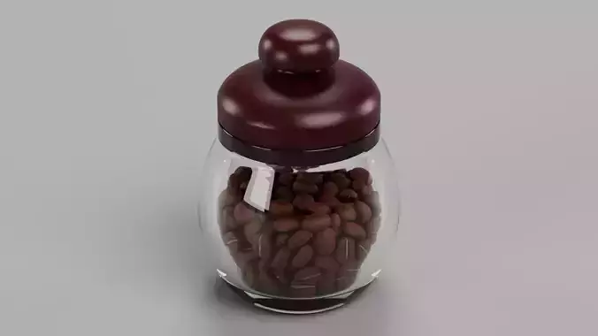 Coffee Jar with Beans - Storage Container with Arabica Seeds 3D model 5