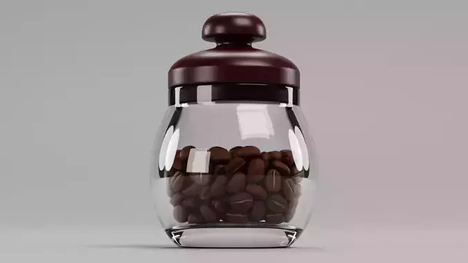 Coffee Jar with Beans - Storage Container with Arabica Seeds 3D model 3