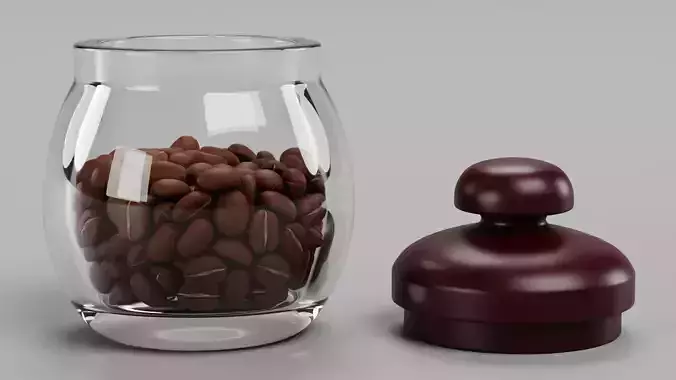 Coffee Jar with Beans - Storage Container with Arabica Seeds 3D model 7