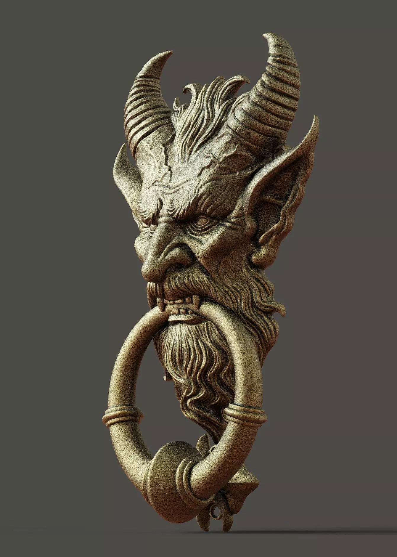 Krampus Door Knocker STL High Detail 3D Model for Home Decor 3D print model_5