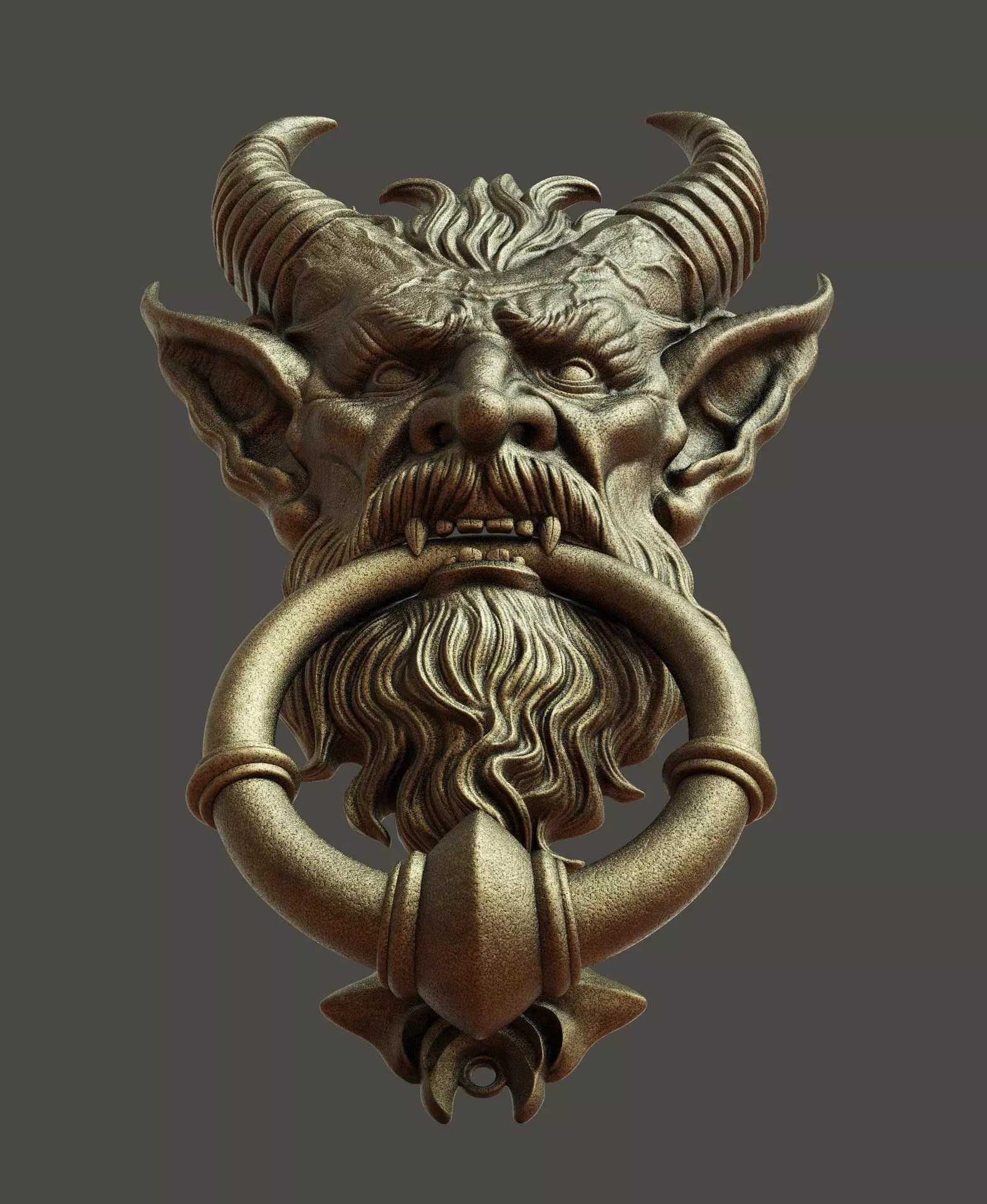 Krampus Door Knocker STL High Detail 3D Model for Home Decor 3D print model_6