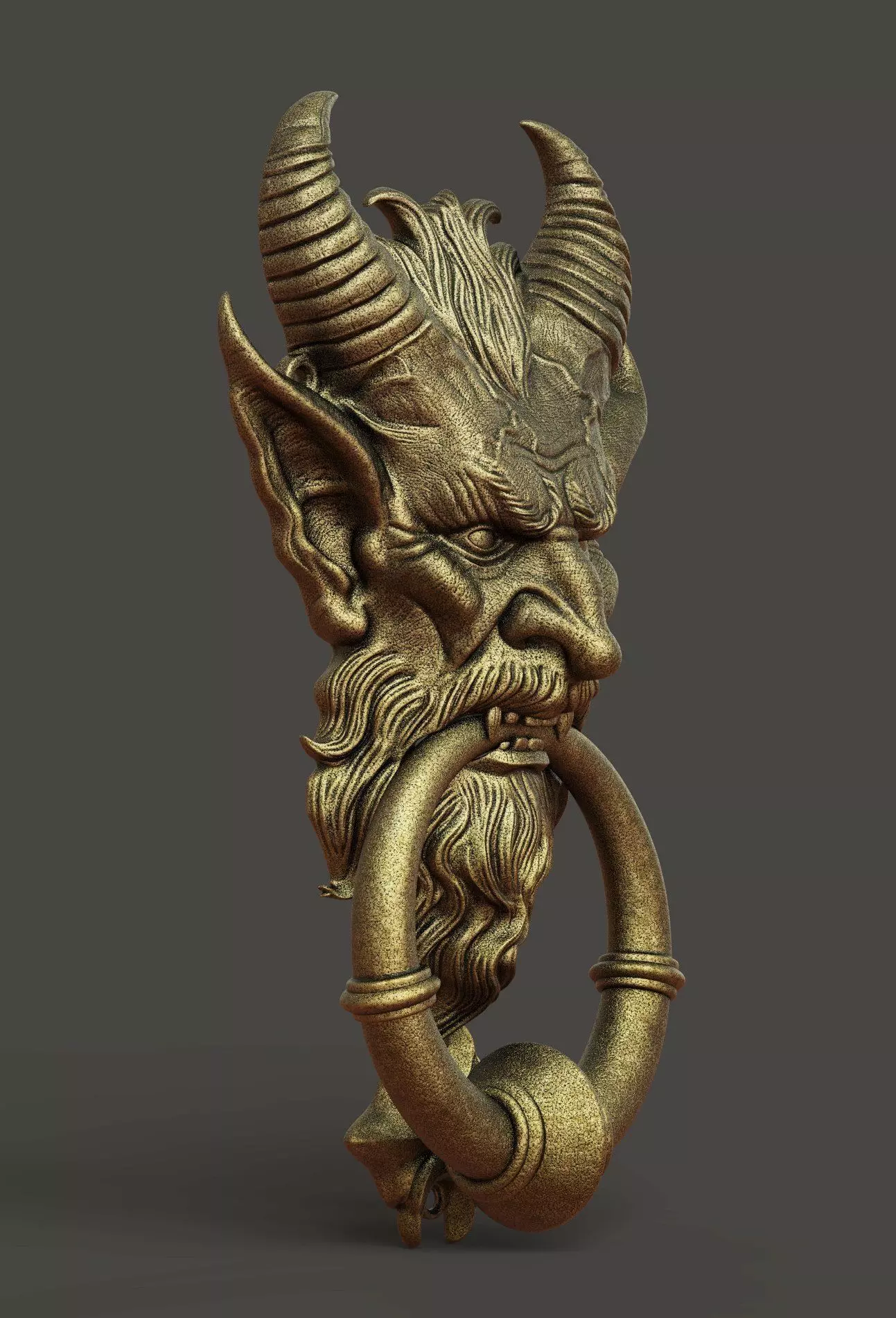 Krampus Door Knocker STL High Detail 3D Model for Home Decor 3D print model_4