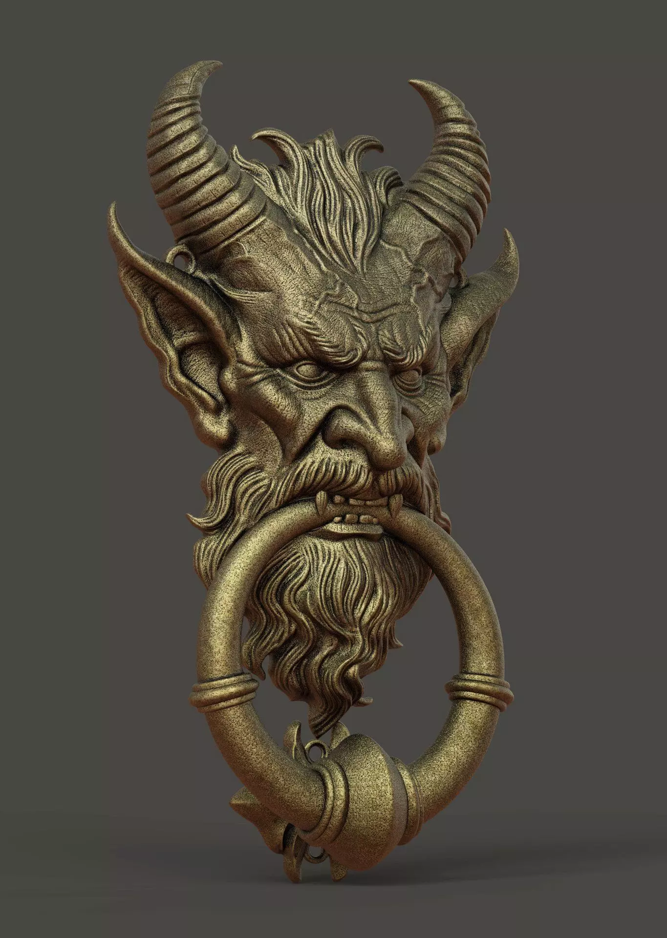 Krampus Door Knocker STL High Detail 3D Model for Home Decor 3D print model_1