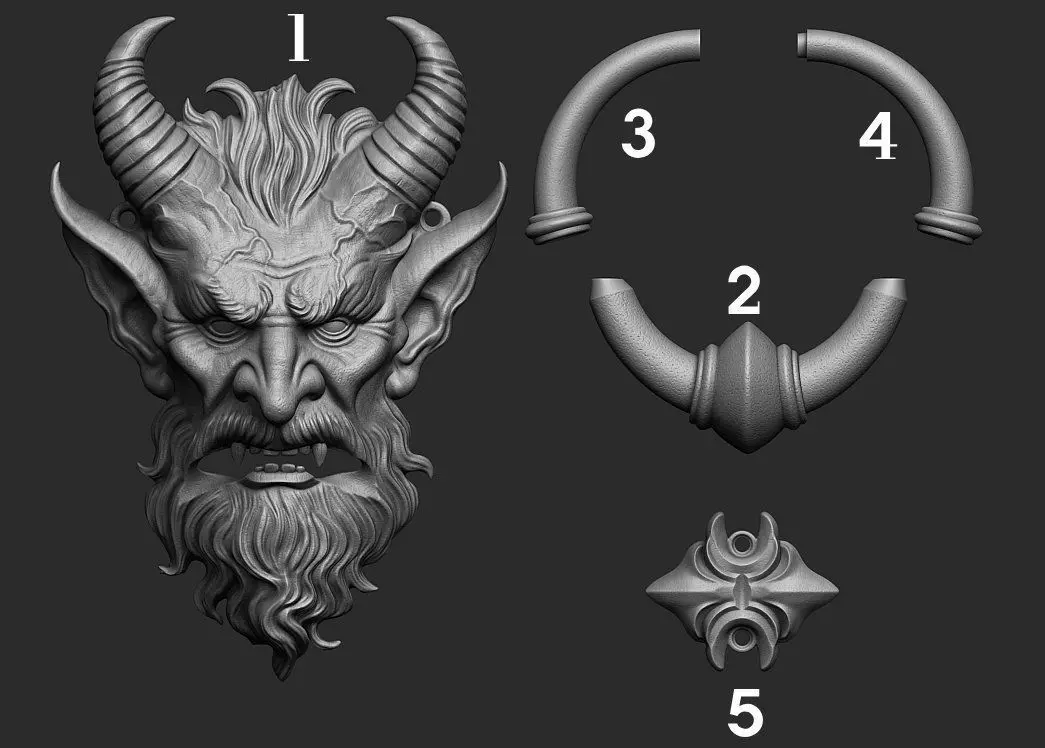 Krampus Door Knocker STL High Detail 3D Model for Home Decor 3D print model_7