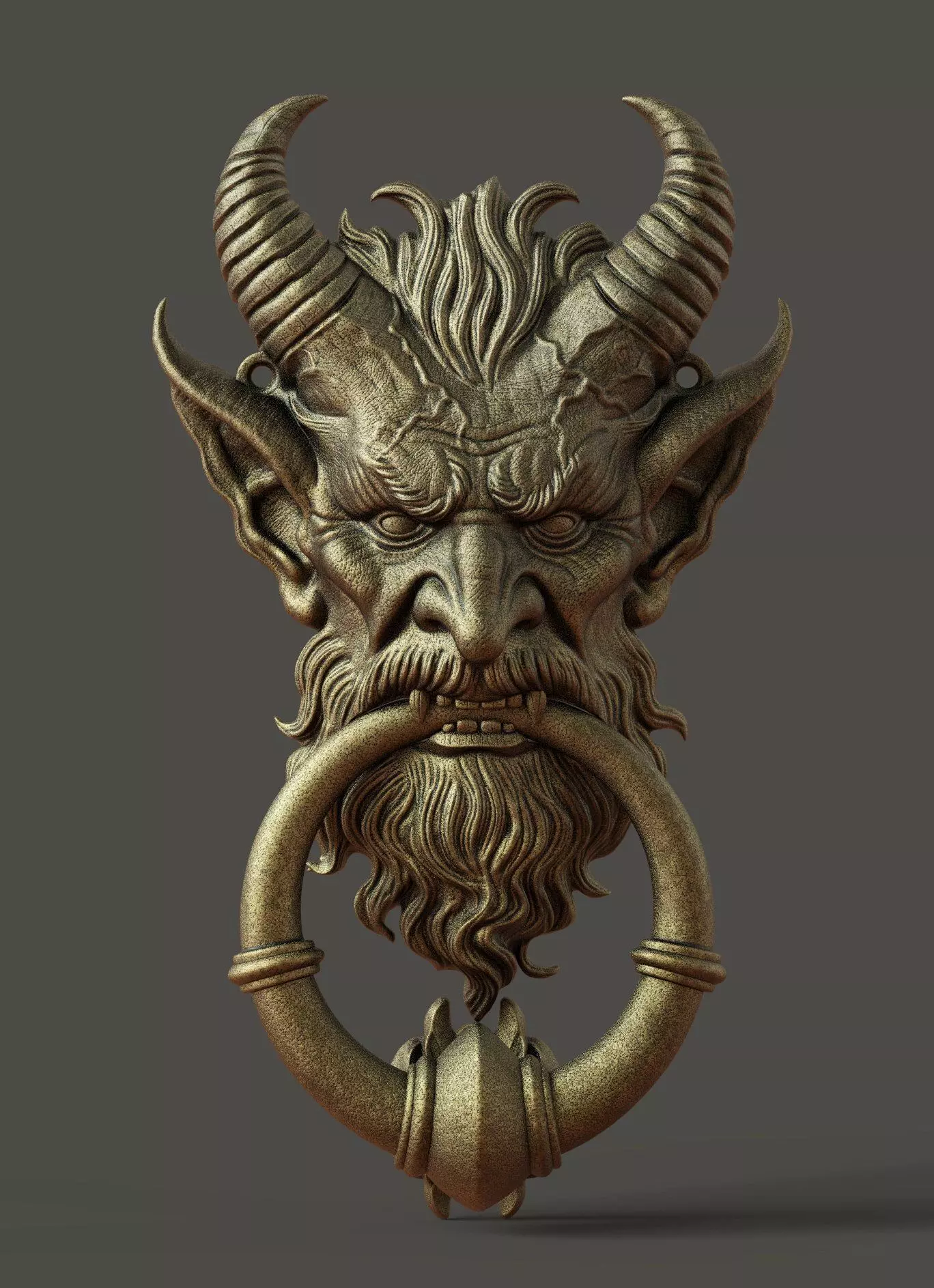 Krampus Door Knocker STL High Detail 3D Model for Home Decor 3D print model_0