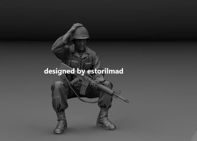 AMERICAN SOLDIER SITTING RESTING M113 V4 3D print model