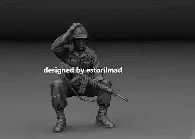 AMERICAN SOLDIER SITTING RESTING M113 V4