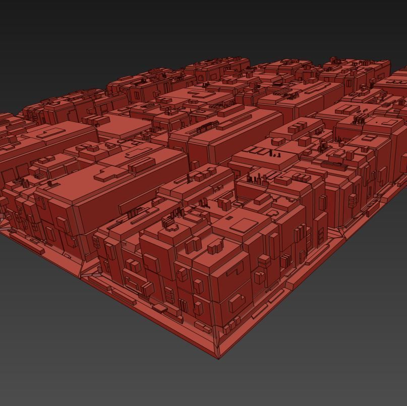 City scape Architecture Exterior Building Road Futuristic Low-poly 3D model_9