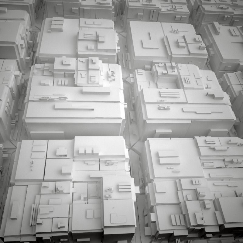 City scape Architecture Exterior Building Road Futuristic Low-poly 3D model_2