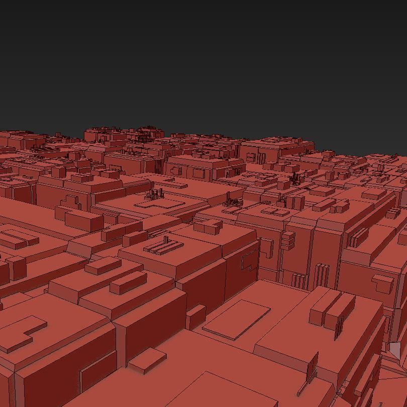 City scape Architecture Exterior Building Road Futuristic Low-poly 3D model_5