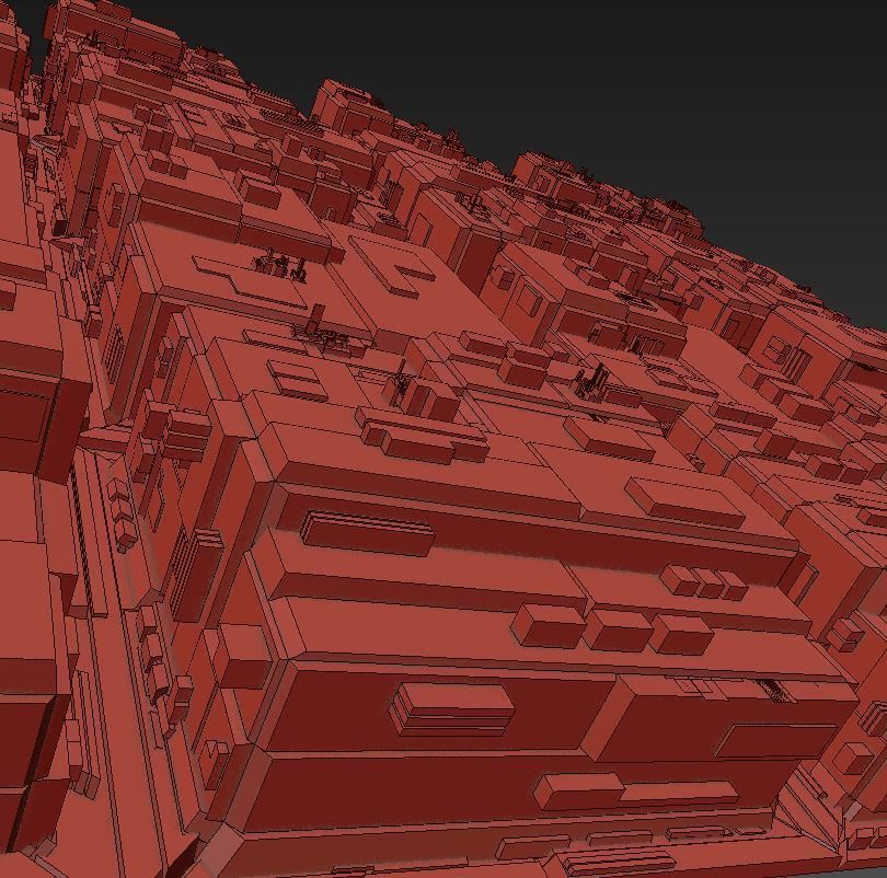 City scape Architecture Exterior Building Road Futuristic Low-poly 3D model_6