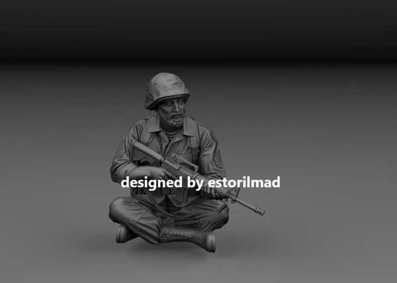 AMERICAN SOLDIER SITTING RESTING M113 V6 3D print model