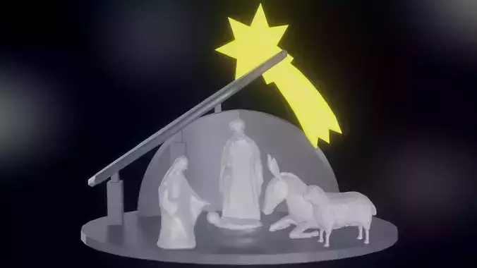 Nativity scene with 3d printable objects and figures