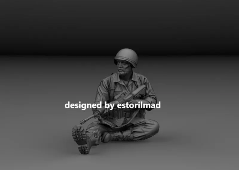 AMERICAN SOLDIER SITTING RESTING M113 V7 3D print model