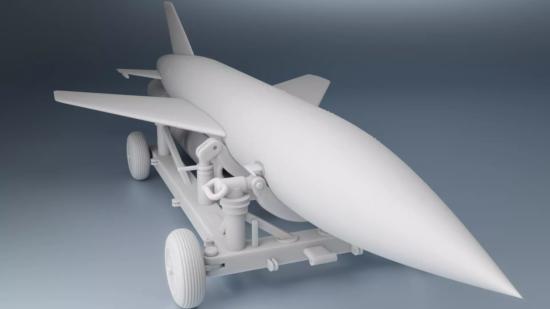 Soviet K-10 missile AS-2 Kipper with Transport Trolley 3D print model_0