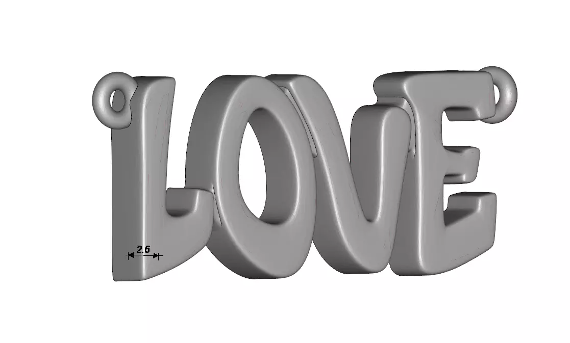 LOVE Pendant 3D print model_4