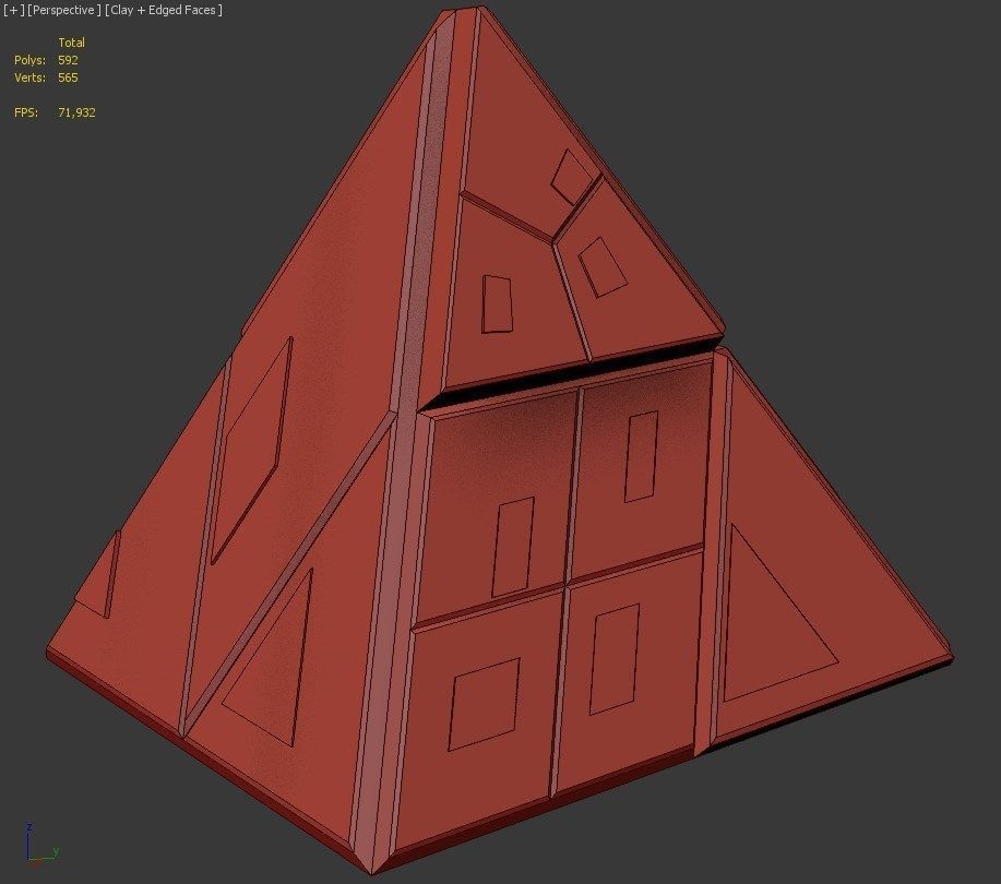 Sci Fi Pyramid Shape Triangle 1 Low-poly 3D model_3