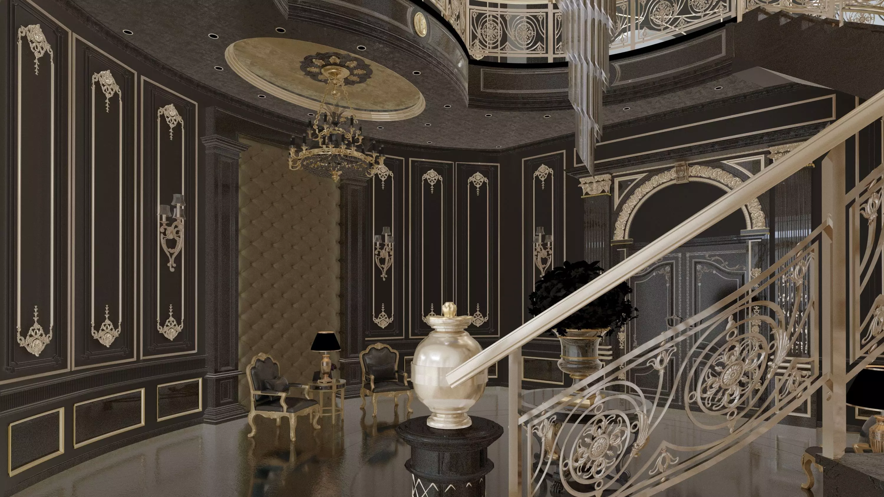 Hall classic style  3D model_6