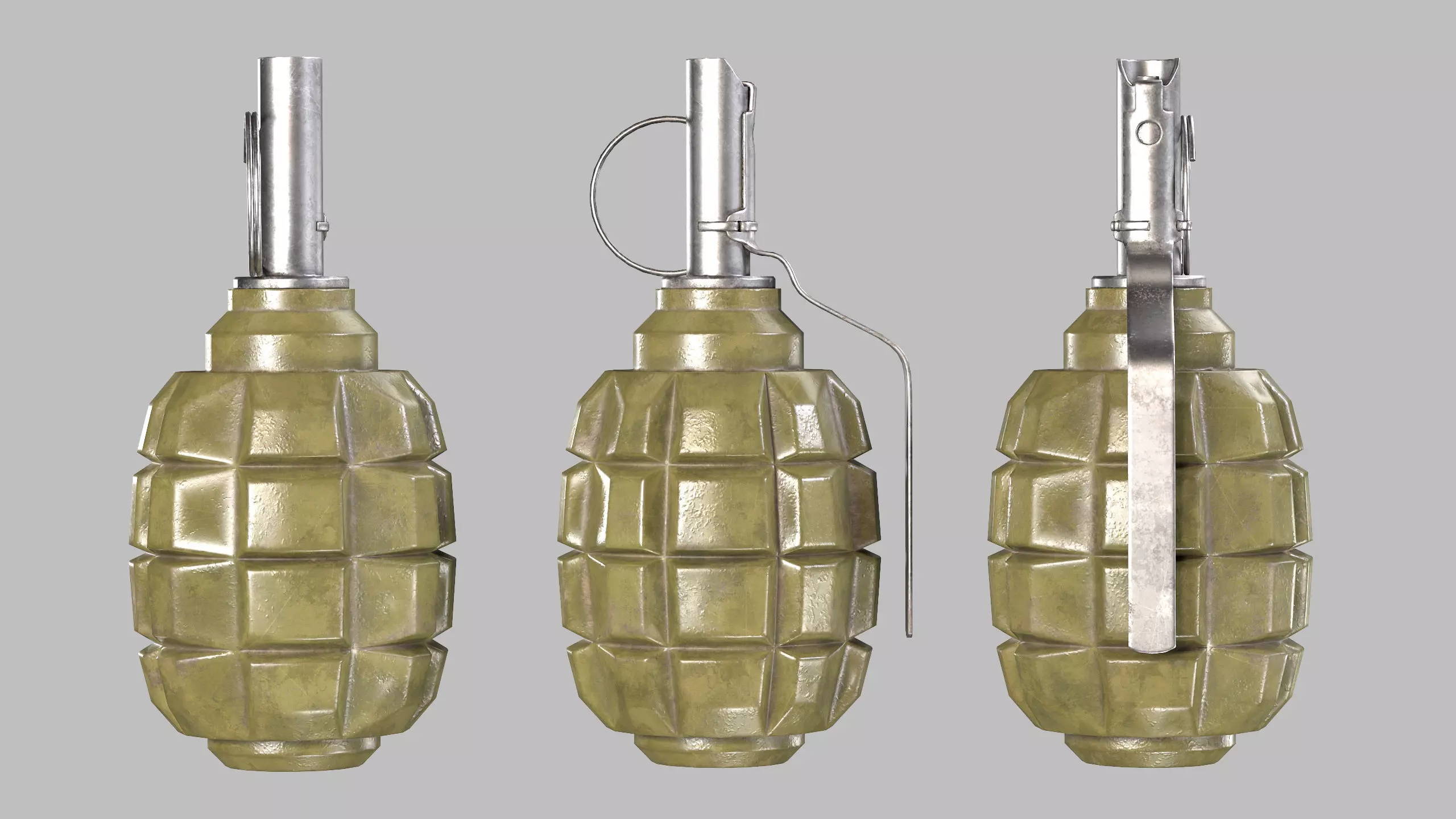 F1 Hand Grenade Low-poly 3D model_4