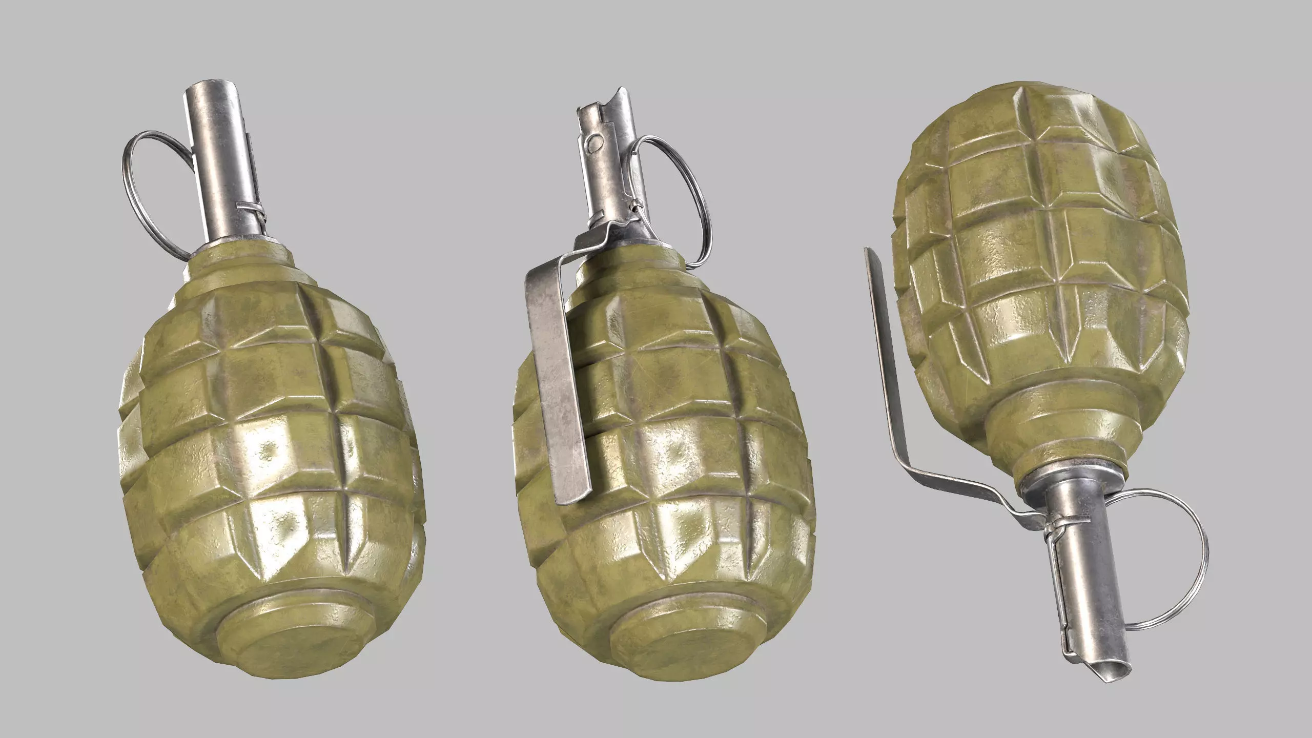 F1 Hand Grenade Low-poly 3D model_5