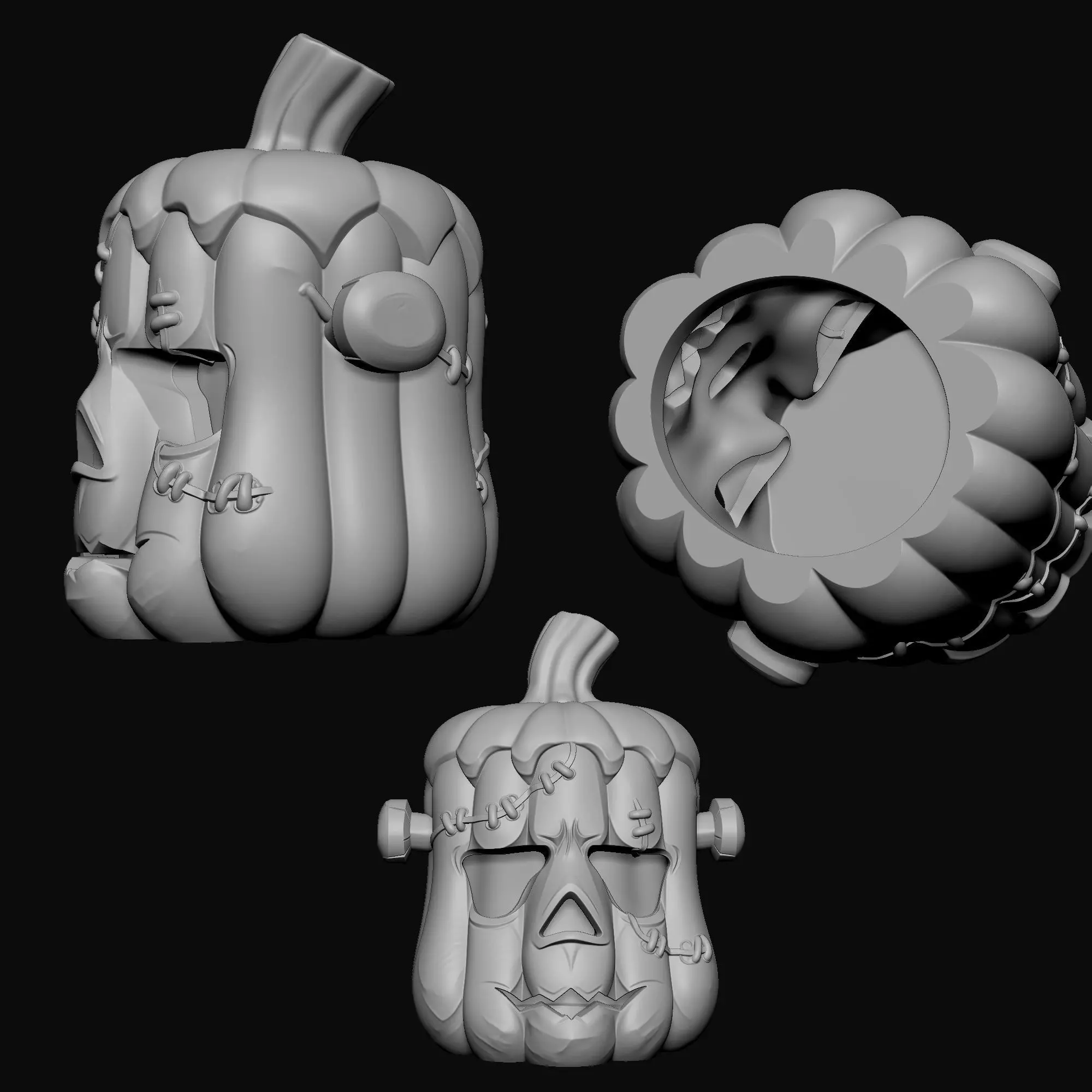 Frankenstein Pumpkin Halloween 3D print model_10