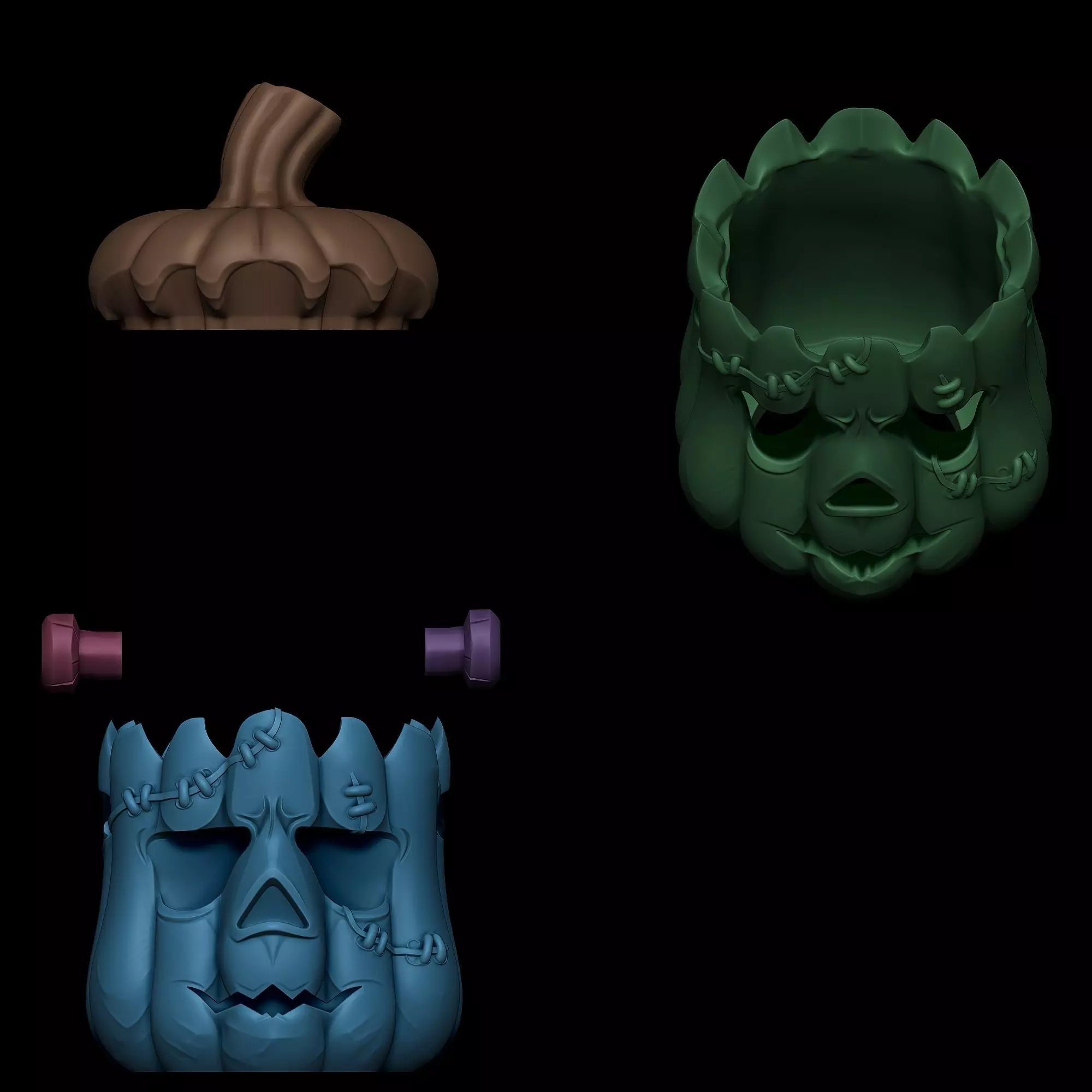 Frankenstein Pumpkin Halloween 3D print model_3