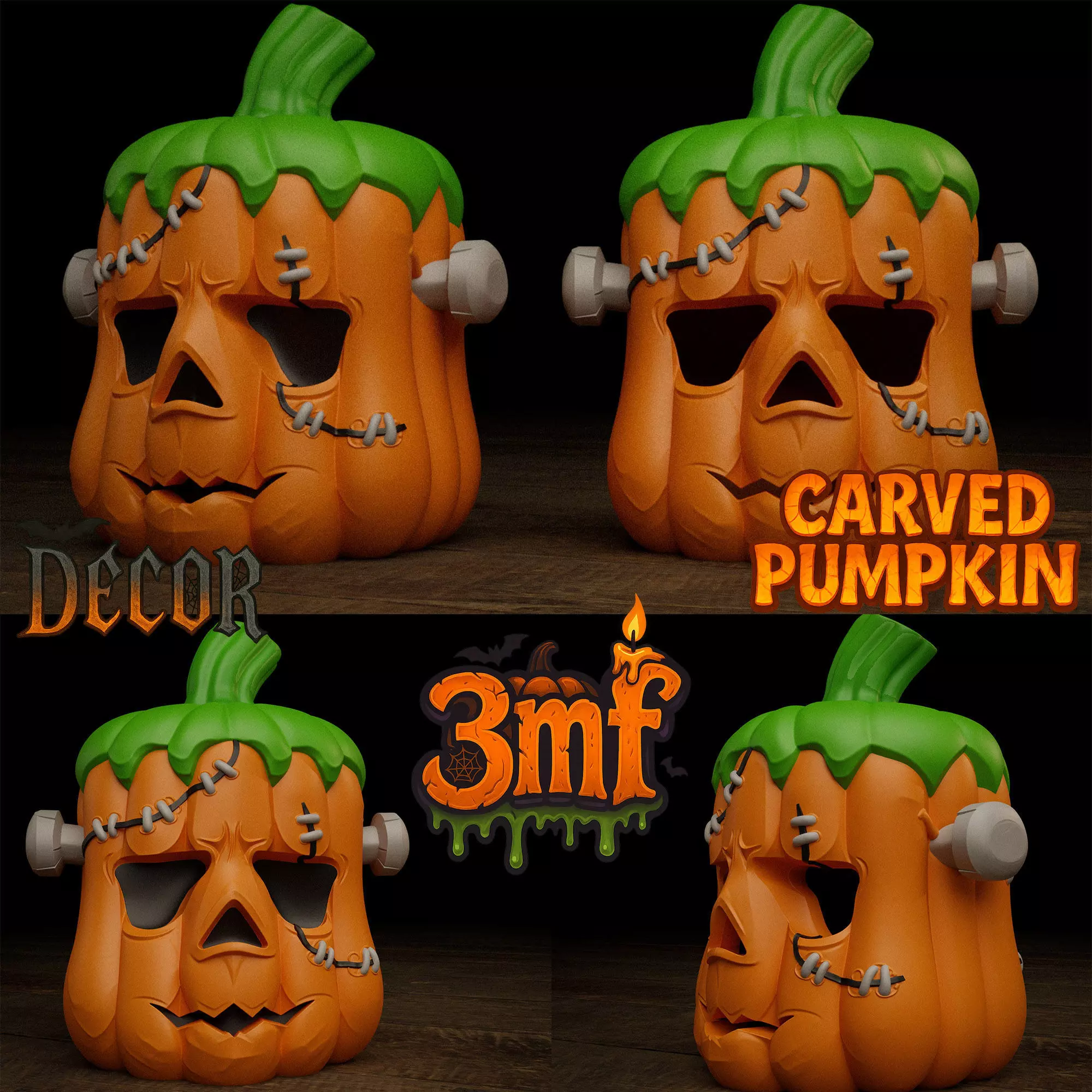 Frankenstein Pumpkin Halloween 3D print model_6