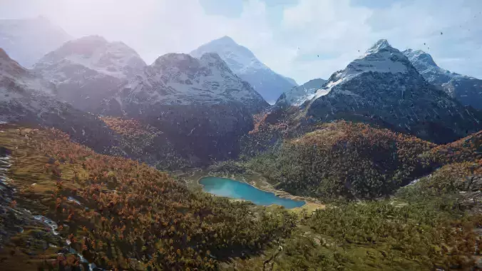 Snowy Peaks and Forest Valley Environment - Unity 2022 Project