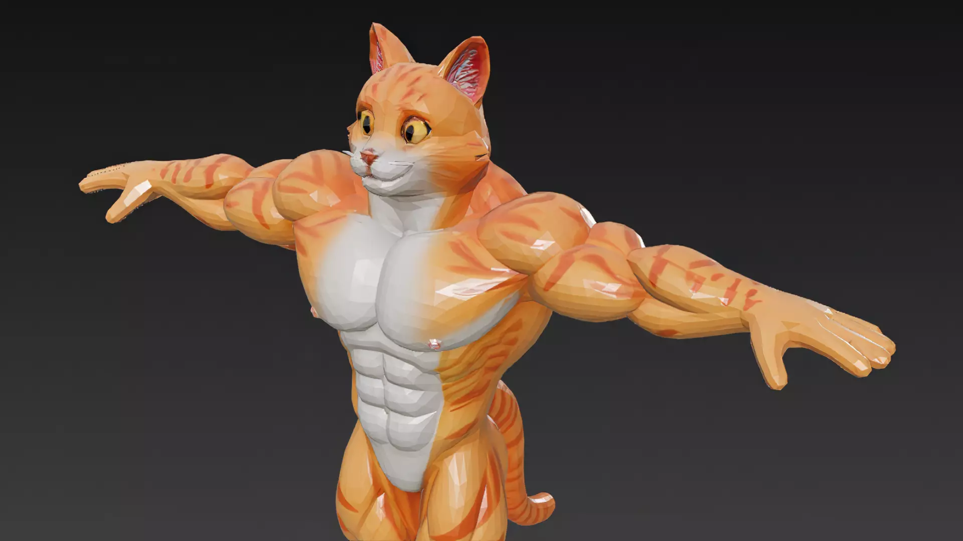 Cartoon Muscular Animals Pack 3D Models Low-poly 3D model_22