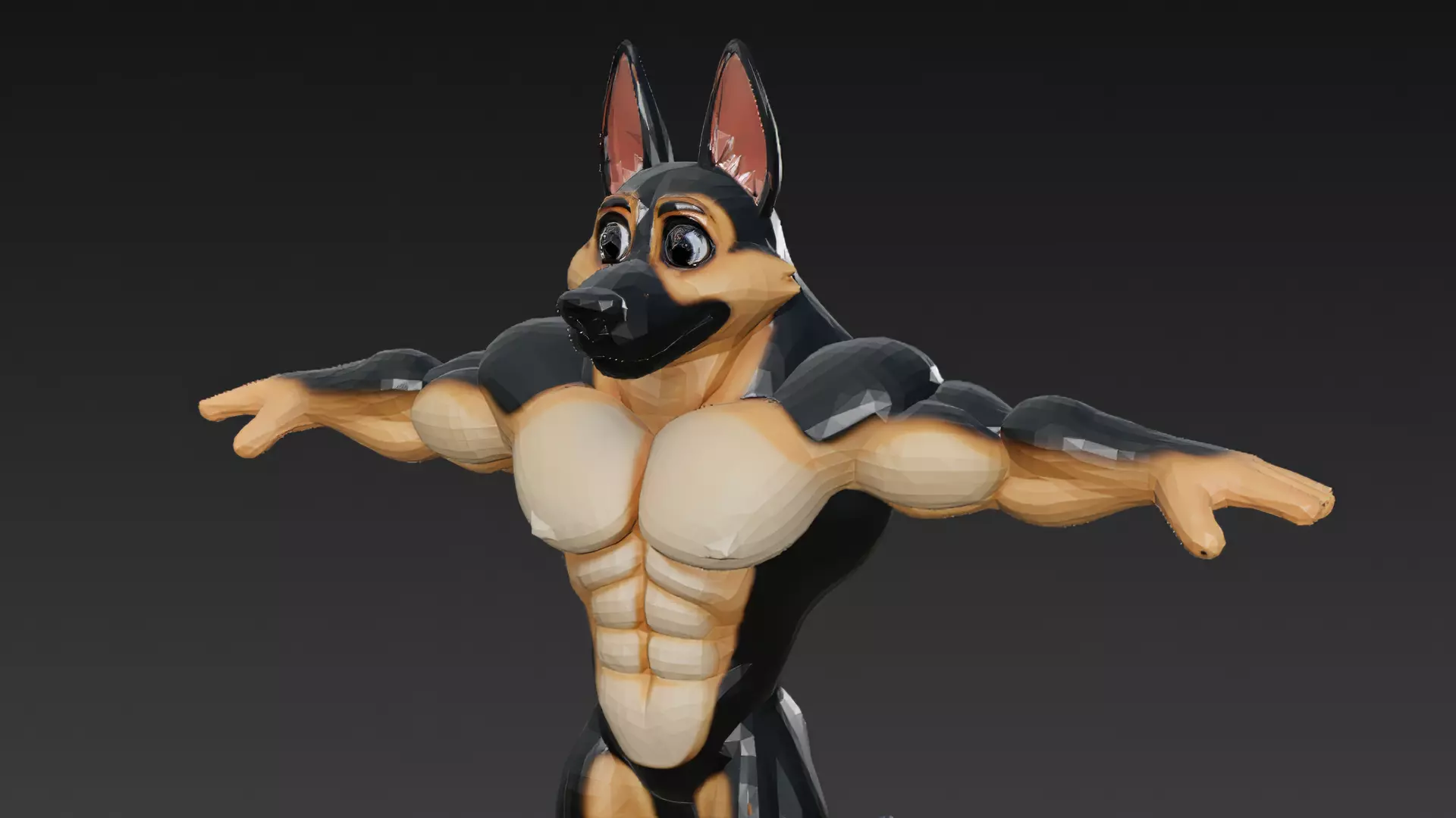 Cartoon Muscular Animals Pack 3D Models Low-poly 3D model_35