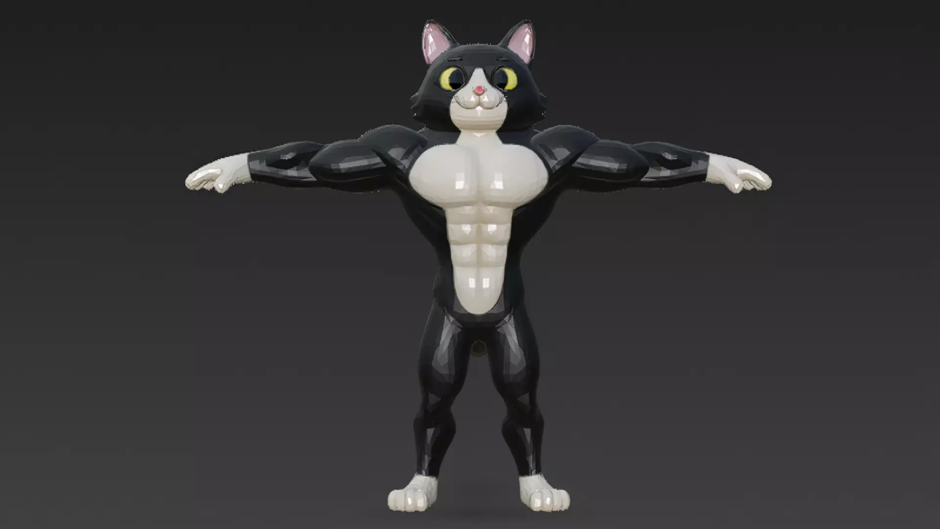 Cartoon Muscular Animals Pack 3D Models Low-poly 3D model_2