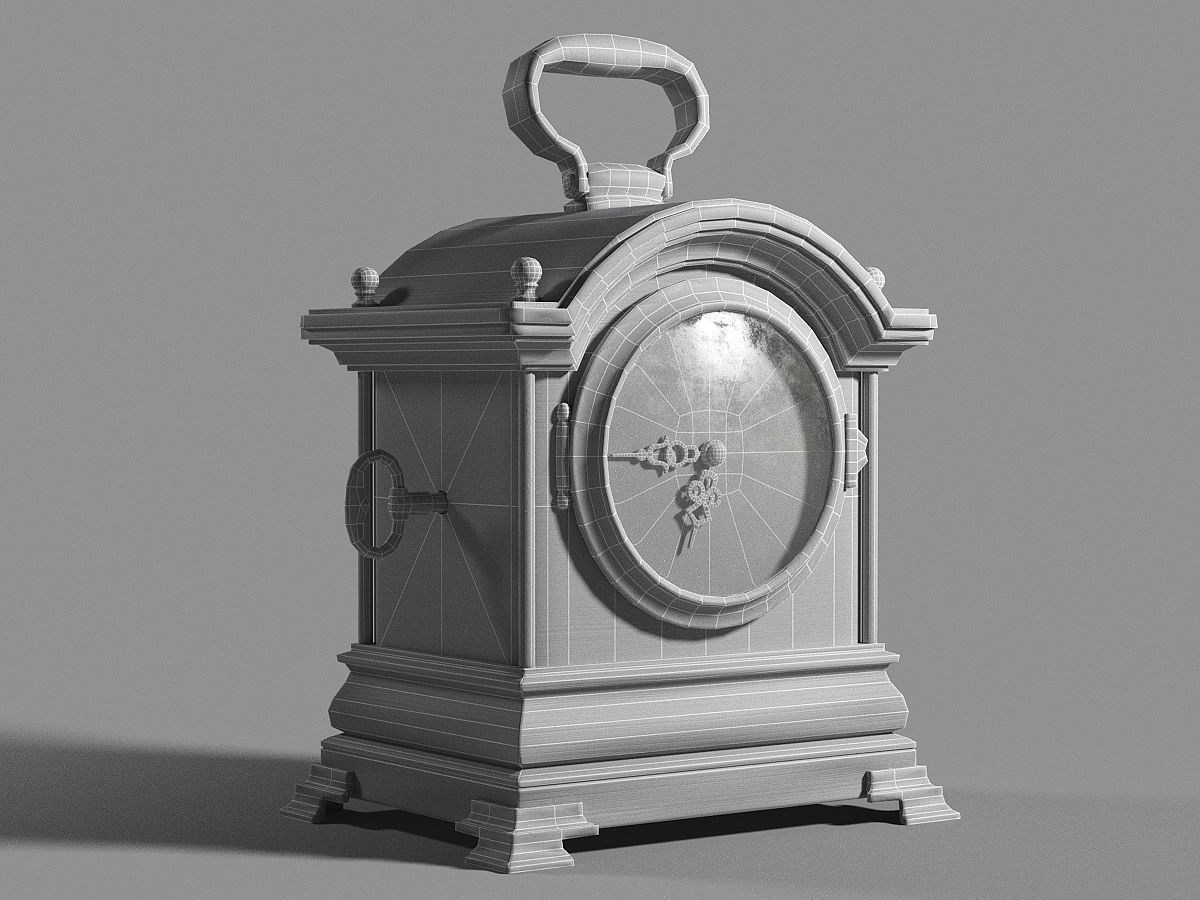 Antique clock Low-poly 3D model_1