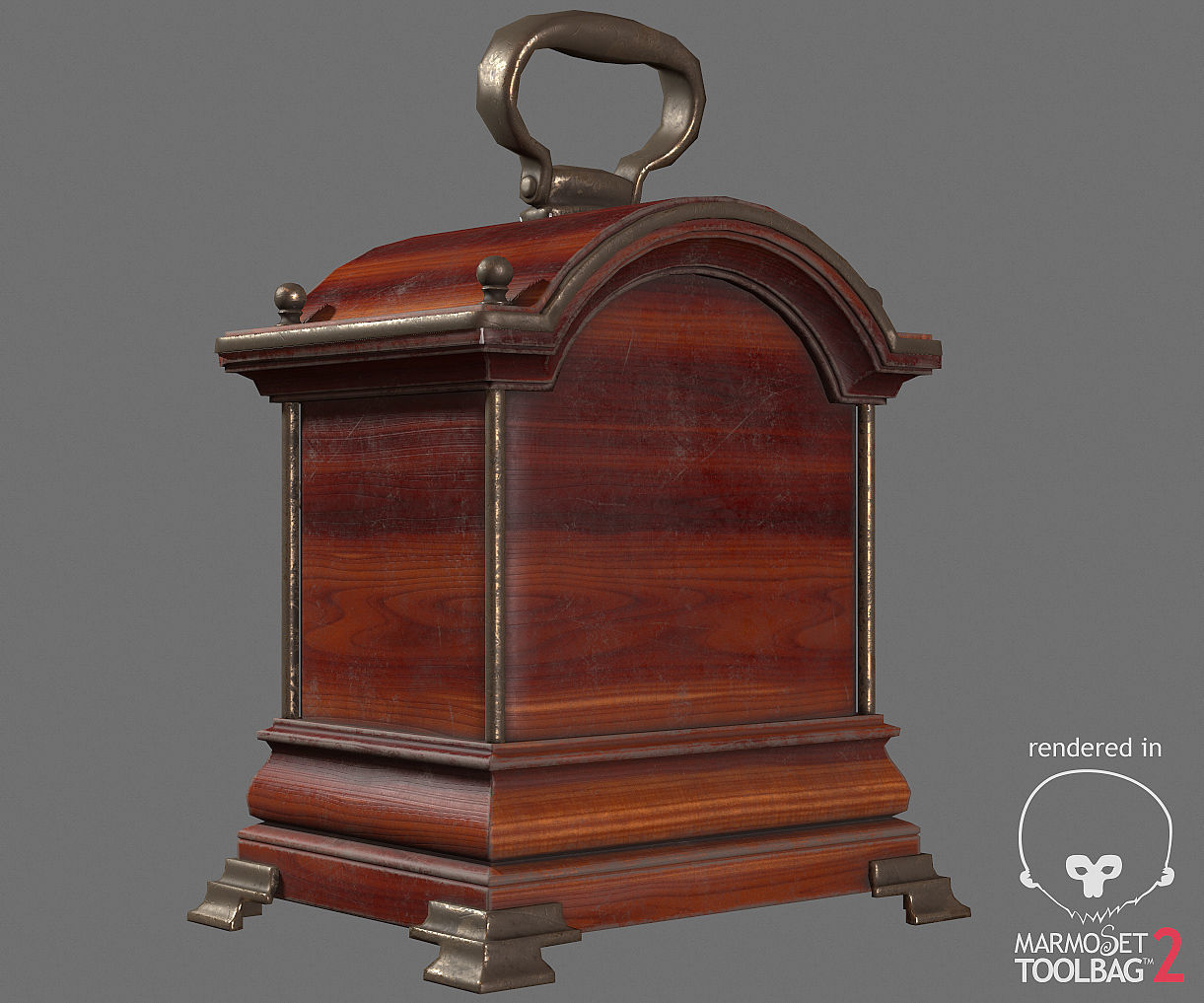Antique clock Low-poly 3D model_3