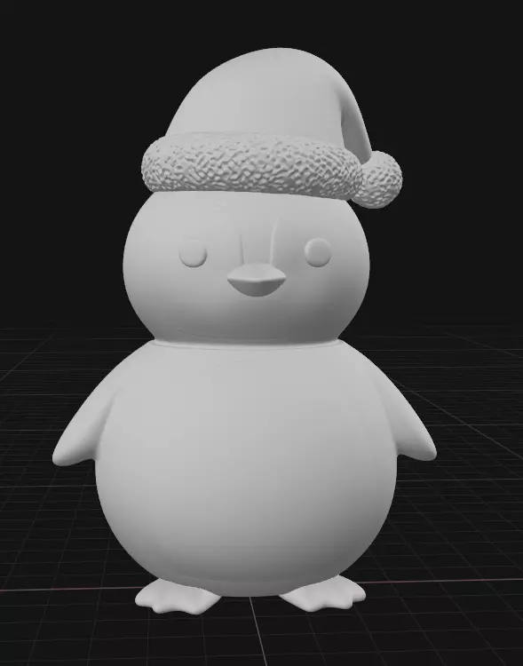 penguin wearing a Santa hat 3D print model_1