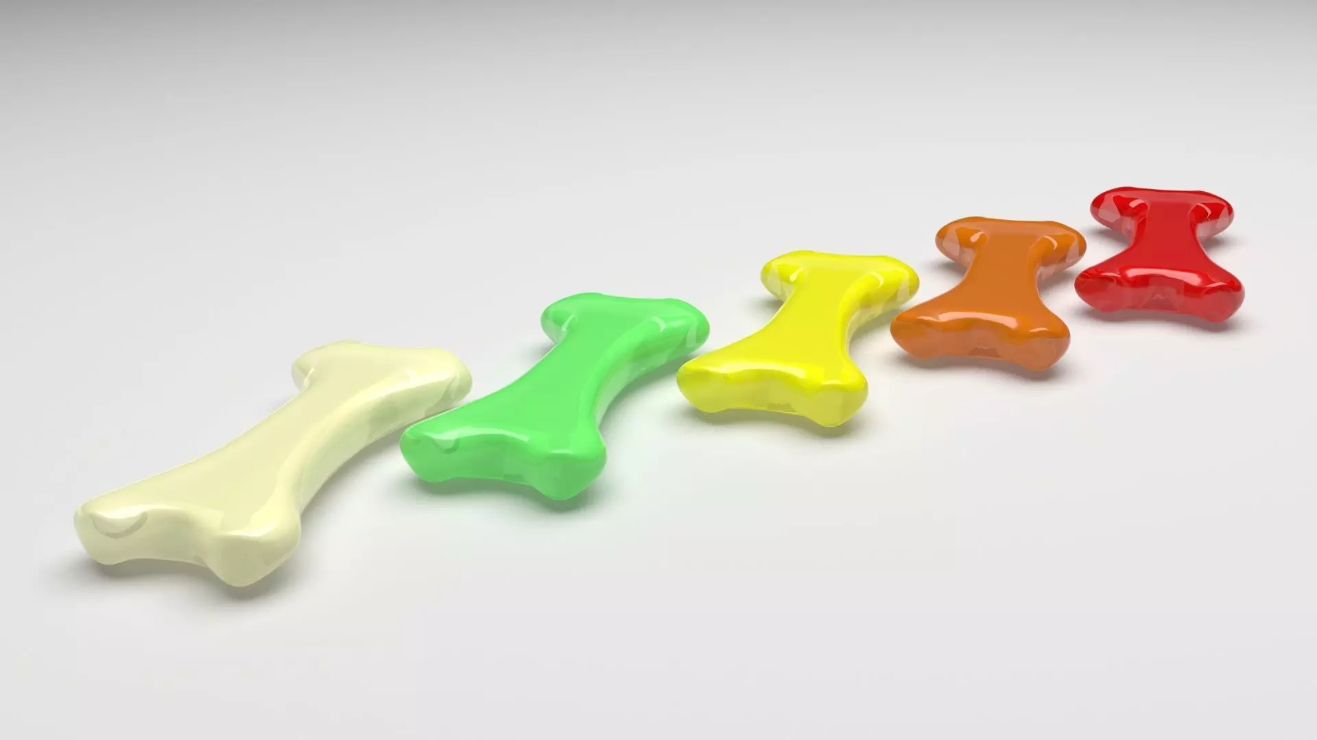 Gummy Bones Set 3D model_2