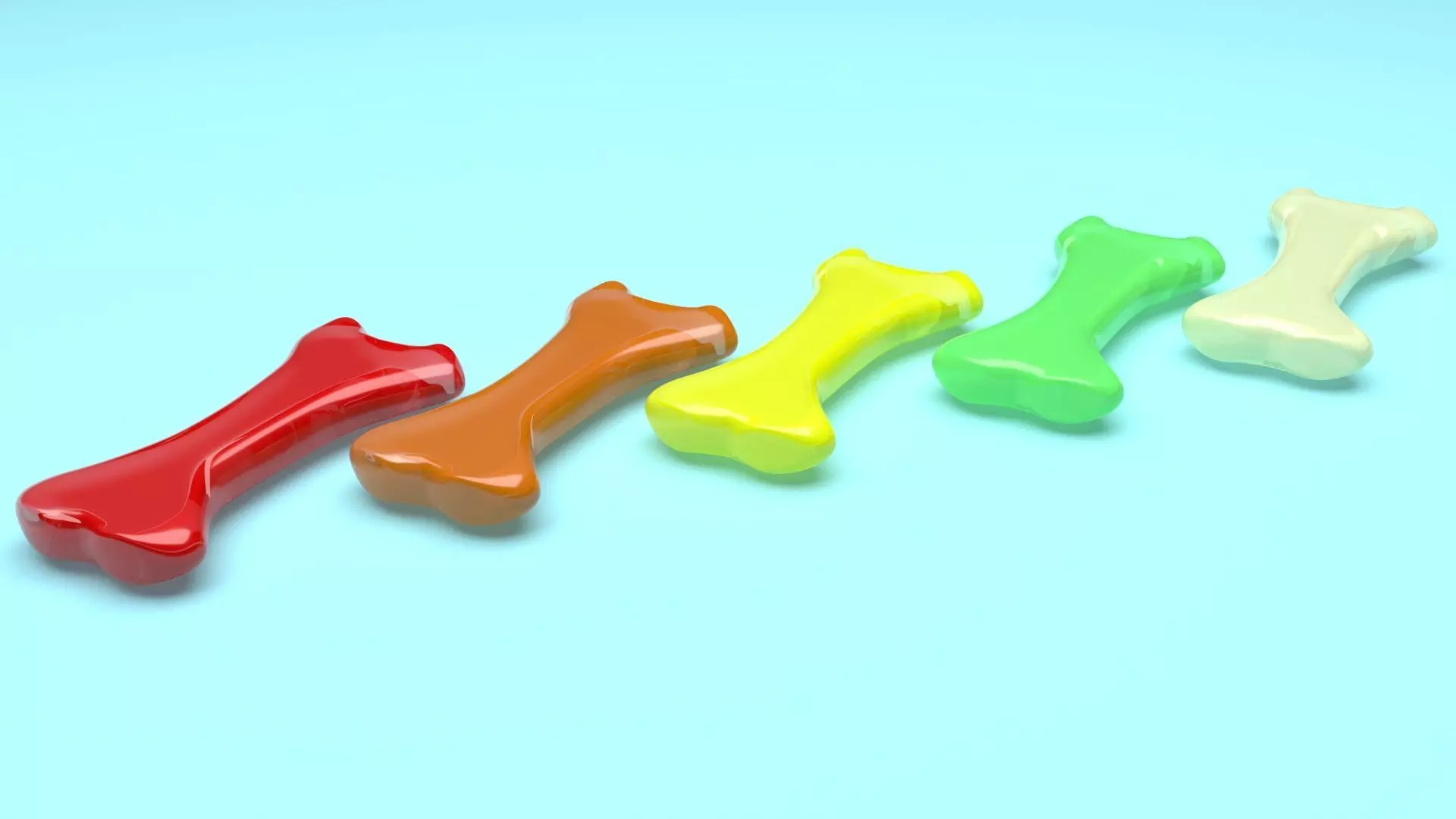 Gummy Bones Set 3D model_5