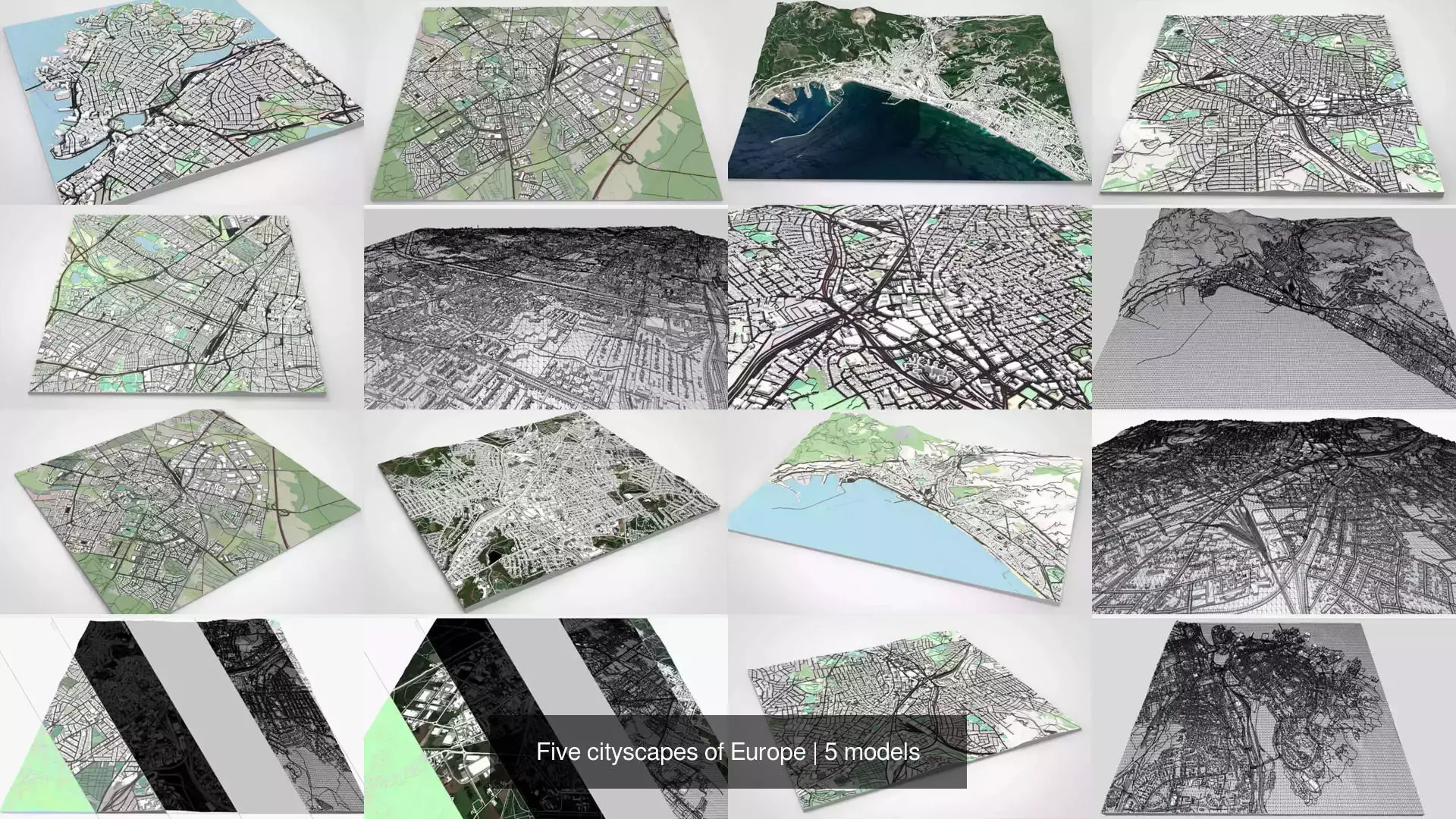 Five cityscapes of Europe 3D Model Collection_0