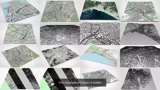 Five cityscapes of Europe