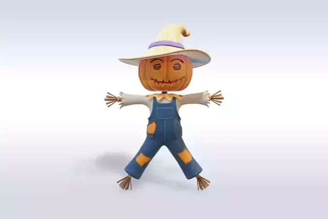 Adorable Scarecrow Halloween Pumpkin Character