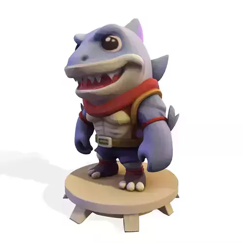 Low Poly Shark Hero Figurine 3D Printable Art Toy