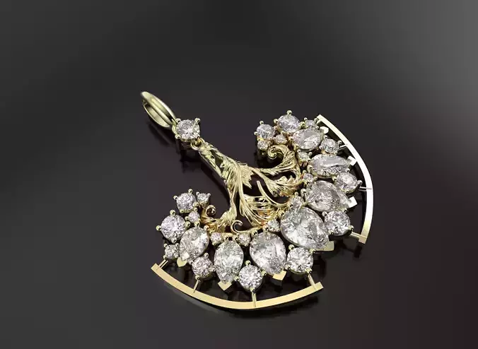 Pendant with flowers and stones