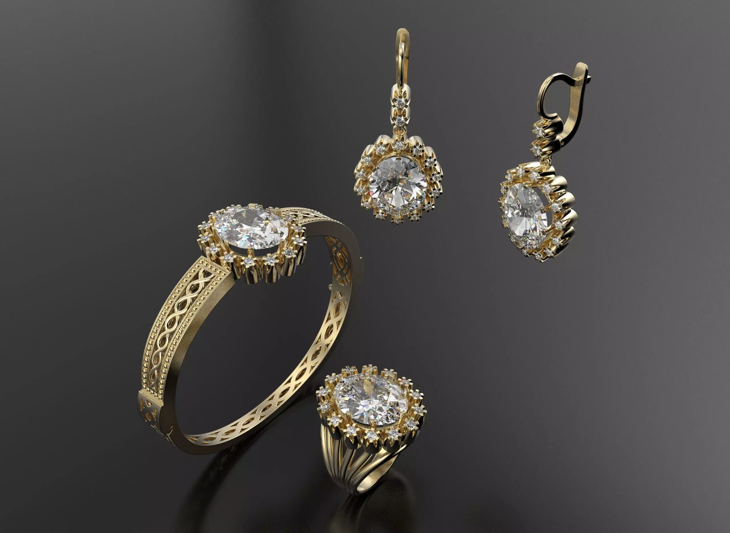 Big oval stone set with bracelet 3D print model