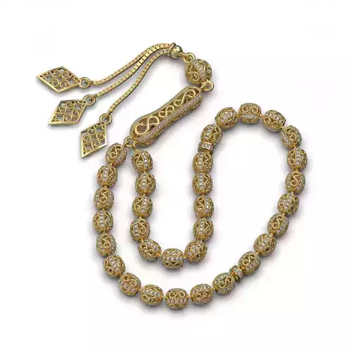 Tasbih Jewelry 3D Model Gold Silver Prayer Beads
