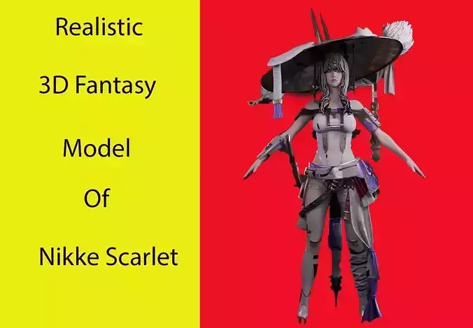 Nikke scarlet Low-poly 3D model