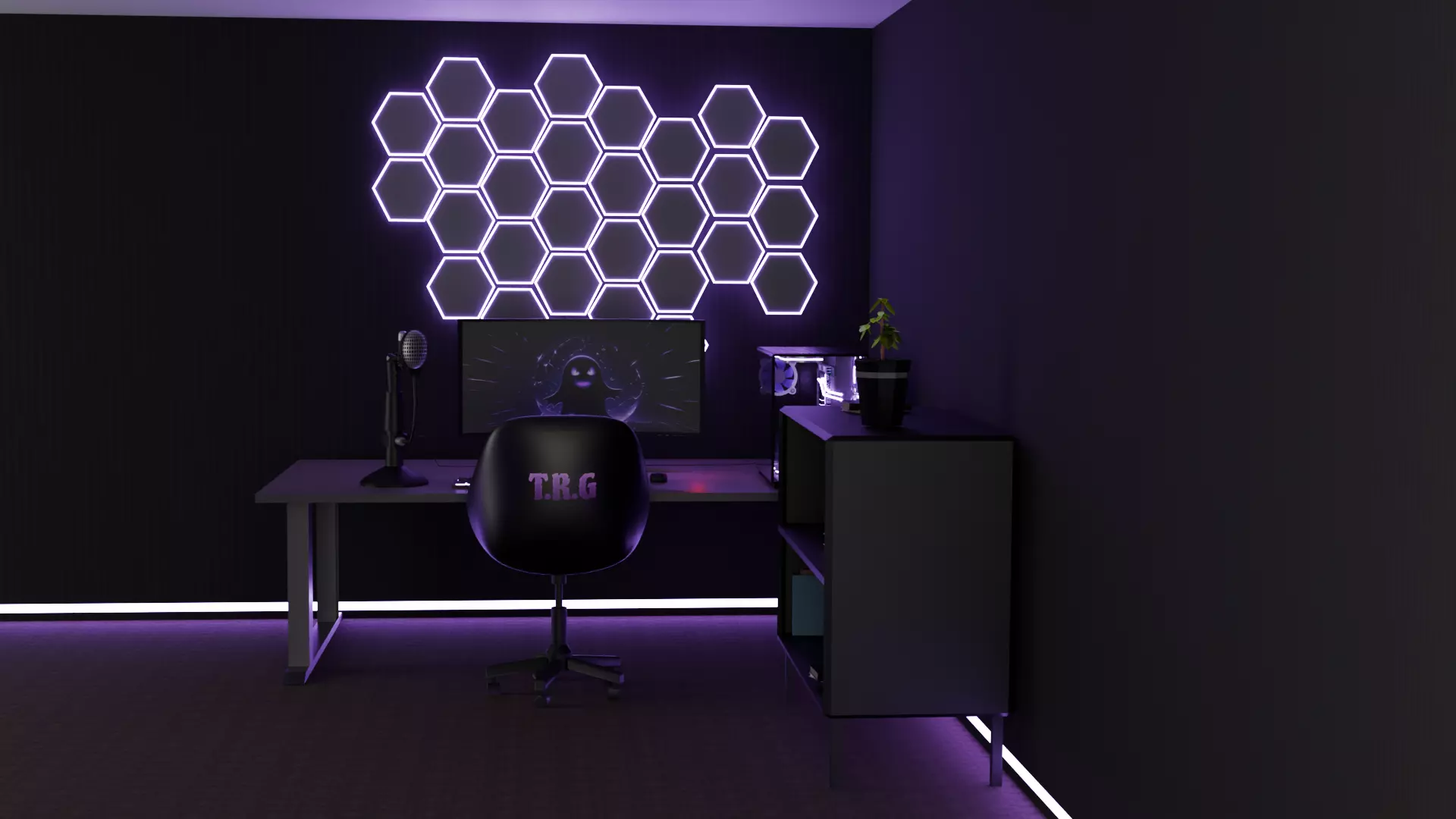 Modern Gaming Room 3D Scene - Realistic Interior Design Low-poly 3D model_1