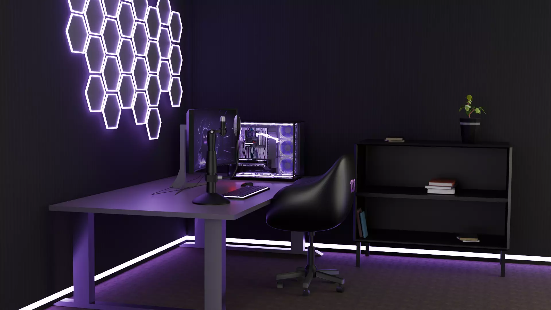 Modern Gaming Room 3D Scene - Realistic Interior Design Low-poly 3D model_0