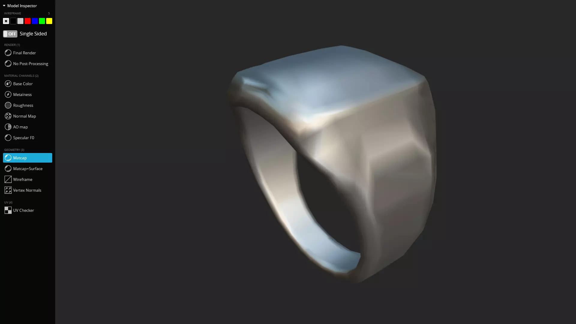 Gothic Silver Signet Ring Game Ready 3D Model Low-poly 3D model_13