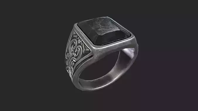 Gothic Silver Signet Ring Game Ready 3D Model Low-poly 3D model Gothic Silver Signet Ring Game Ready 3D Model Low-poly 3D model